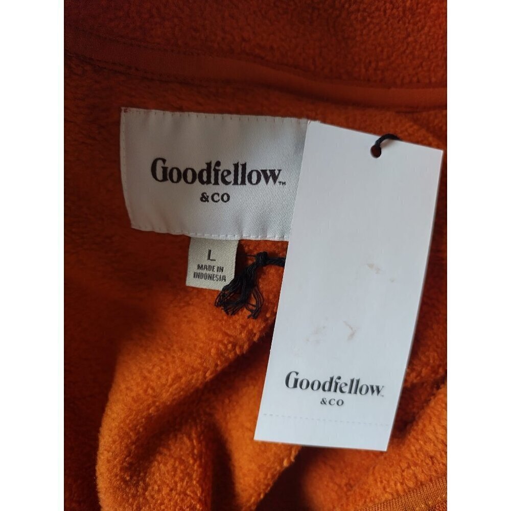 Goodfellow & Co Recycled Polyester Orange Fleece Jacket Mens Large. NWT - Picture 4 of 9